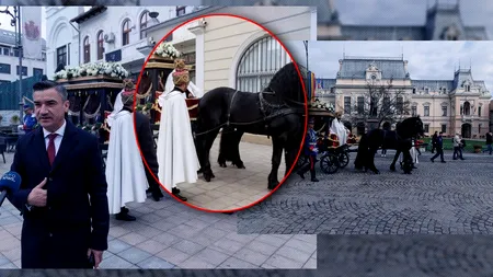 De la Cotroceni, la Iași. Osemintele domnitorului Ghyka au ajuns în capitala Moldovei. Prilej numai bun pentru Primarul Chirica să-și facă imagine. A oprit cortegiul ca să poată da interviuri cu sicriul pe fundal