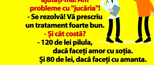 BANC | Bulă se duce la doctor: „Ajutați-mă! Am probleme cu 'jucăria'!