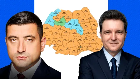 HARTĂ. Rezultatele primului tur al alegerilor prezidențiale pe județe. Unde au obținut George Simion și Nicușor Dan cele mai multe voturi