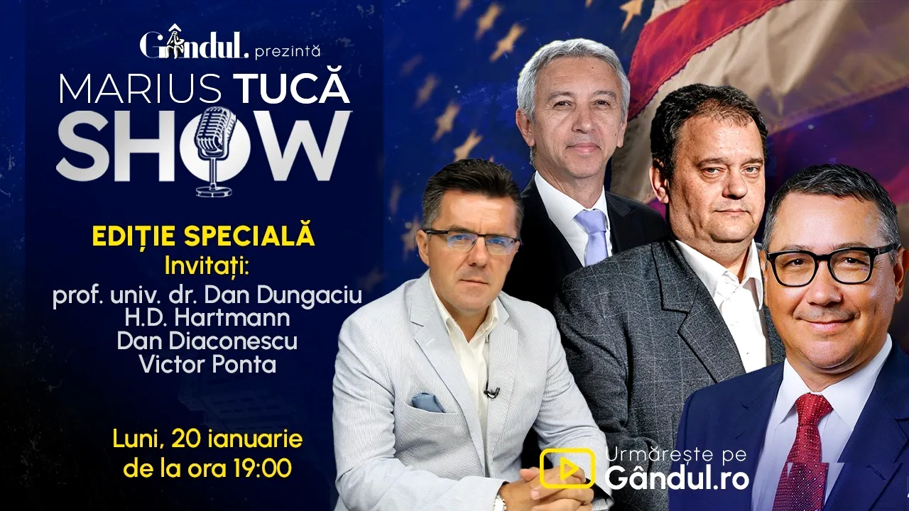 Marius Tucă Show – Ediţie Specială – începe luni, 20 ianuarie, de la ora 19:00. Invitaţi: H.D. Hartmann, Dan Diaconescu, Dan Dungaciu și Victor Ponta 