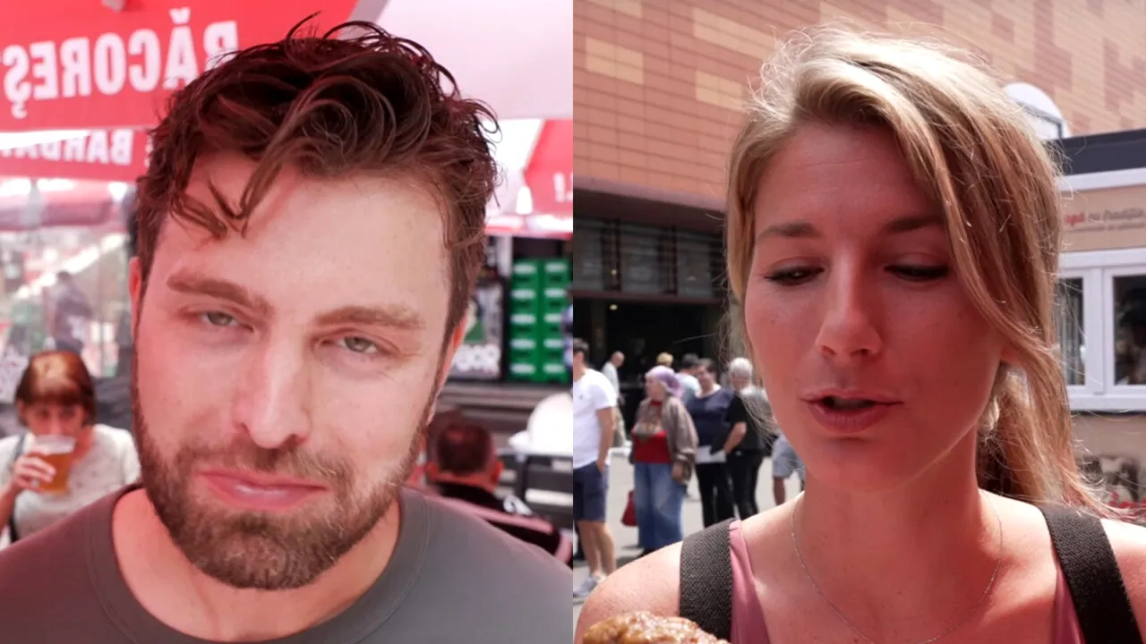 Au prins gustul! Reacția lui Tommy și Sammy din America după ce au mâncat mititei în Piața Obor