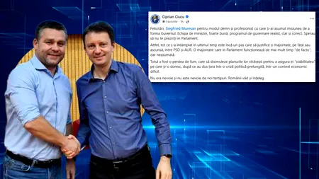 Ciprian Ciucu îl felicită pe Siegfried Mureșan după căderea Guvernului în Parlament