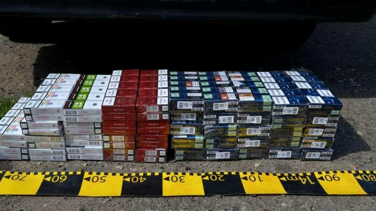 Țigări de proveniență duty-free, capturate la Sighetu Marmației. Polițiștii au tras focuri de arma, iar traficanții au abandonat marfa fugind în Ucraina!