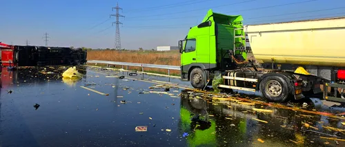 Accident pe Autostrada A0, între Berceni și Bragadiru, cu 3 autotrenuri. O persoană a murit, iar alte 3 sunt rănite