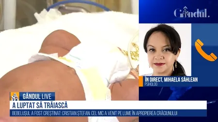 GÂNDUL LIVE. Bebelușul abandonat în pungă a fost creștinat! Psiholog: „Te întrebi cât respect pentru viață au unii...” / „Mai sunt însă oameni cu suflet, cu creier, care fac ceva”