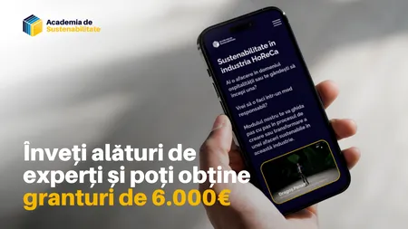 COMUNICAT: Granturi și conținut educațional dedicat industriei HoReCa oferite de Academia de Sustenabilitate