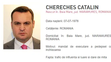 Cătălin Cherecheș, primarul din Baia Mare, dat în URMĂRIRE de Poliția Română