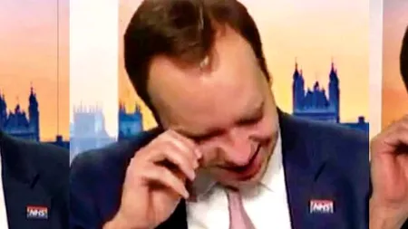 Ministrul britanic al Sănătății, cel mai slab actor din piesa Covid-19. A vrut să plângă la tv, dar l-a apucat râsul! (VIDEO viral)