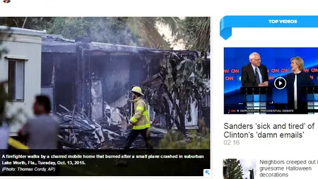 Un avion de mici dimensiuni s-a prăbușit într-un parc de rulote din Florida