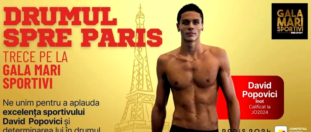 Gala Mari Sportivi ProSport 2023! Campionul David Popovici, speranța natației românești pentru medalii la JO Paris 2024