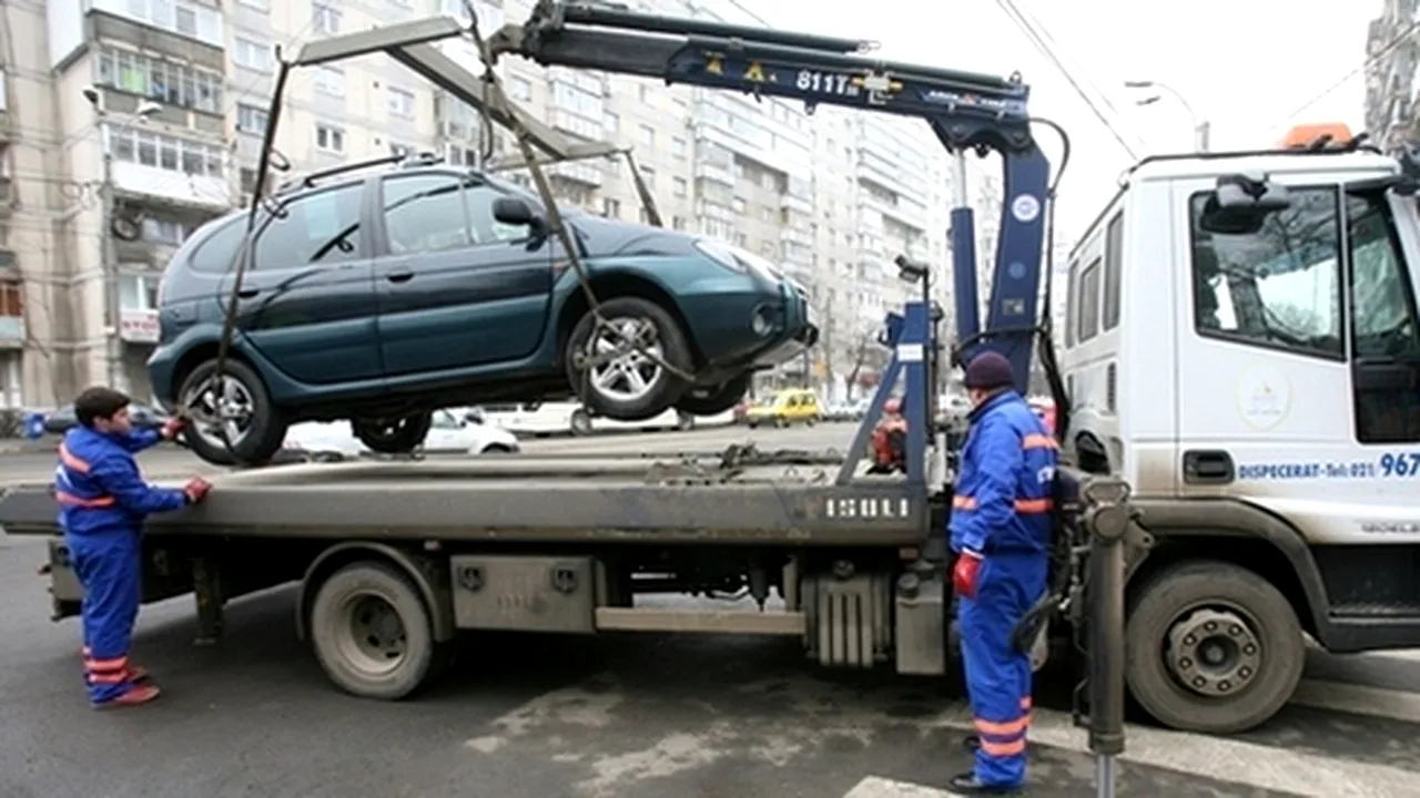 Primăria Capitalei: Ridicarea mașinilor parcate nergulamentar se va face 24 de ore din 24