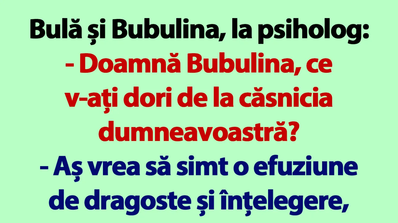 BANC | Bulă și Bubulina, la psiholog