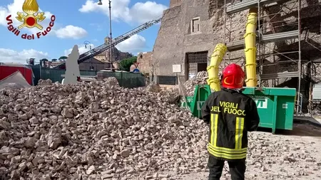 S-a prăbușit o parte din Torre dei Conti, turnul emblematic din centrul Romei. Un muncitor român a fost blocat sub dărâmături