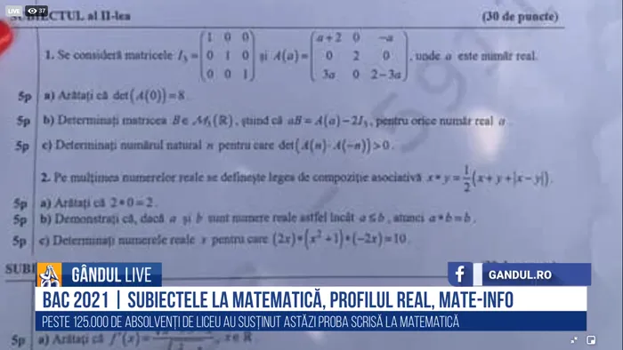 Subiectul al II-lea, Matematică-Informatică