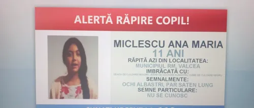 Fetița de 11 ani din Râmnicu Vâlcea, răpită de patru bărbați și o femeie, a fost găsită. Bunica copilei alertase Poliția, la 112