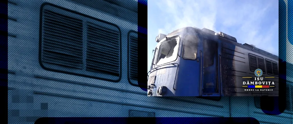 Incendiu la o locomotivă de tren în județul Dâmbovița. Mecanicul a observat FUMUL și a dat alarma