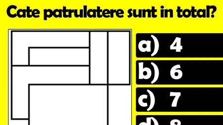 Test de inteligență de rezolvat în 60 de secunde | Câte patrulatere sunt în total: 4, 6, 7 sau 8?