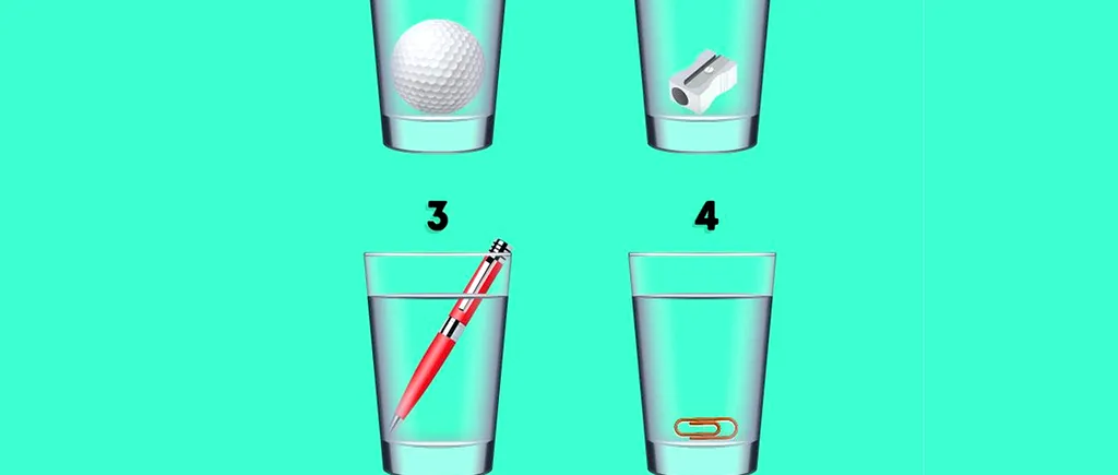 Test de inteligență | Care dintre cele 4 pahare conține mai MULTĂ apă?