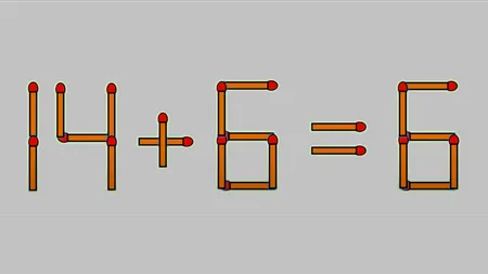TEST IQ | 14+6=6 este greșit. Mutați un singur chibrit, pentru a corecta egalitatea