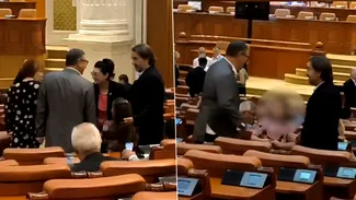 Chemat din vacanţă la plen, deputatul PSD Sergiu Constantinescu, soţul jurnalistei Alessandra Stoicescu, a venit cu copilul la serviciu