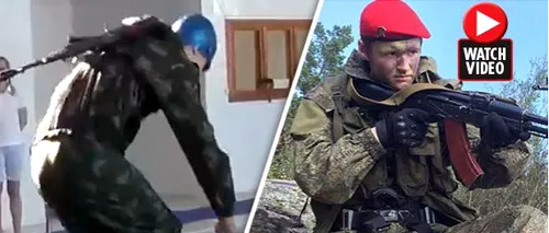 „Leii tineri ai lui Vladimir Putin se antrenează într-o filmare de propagandă, înarmați cu Kalașnikov-uri
