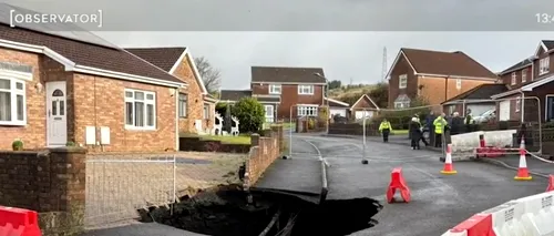 CRATER uriaș, apărut în mijlocul unei șosele din Marea Britanie. 30 de case au fost evacuate