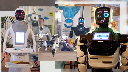 Roboții-chelneri au ajuns în România. Preiau comanda clienților, le aduc mâncarea și strâng și masa. Cât costă să îi închiriezi la nuntă