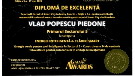 (P) Primăria Sectorului 5, premiată la Gala Smart City Industry Awards 2025