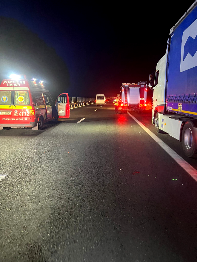 Accident pe autostrada A1, în Arad. Șapte oameni au ajuns la spital / Sursa foto: ISU Arad