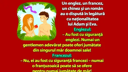Bancul de duminică | Ce naționalitate aveau Adam și Eva, de fapt
