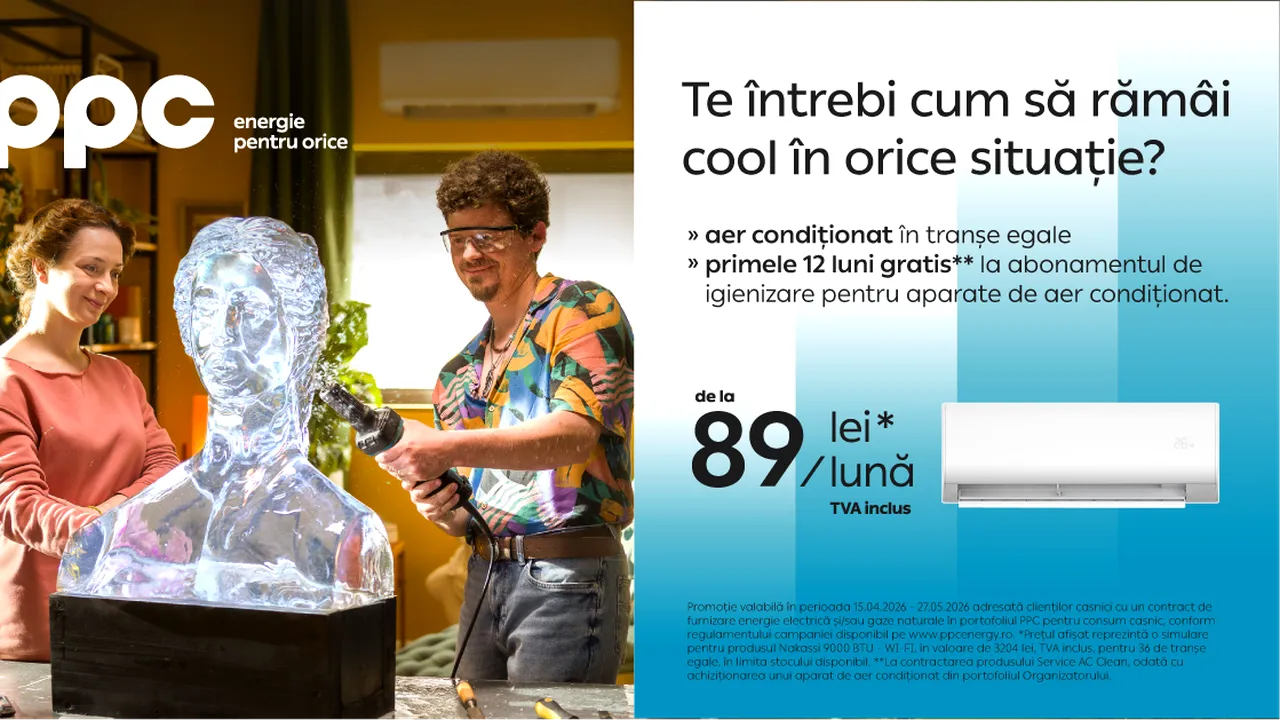 (P) PPC Energie: Aparate de aer condiționat în rate de la 89 lei pe lună și abonament de igienizare gratuit în primele 12 luni