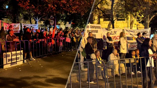 A noua noapte de proteste în fața Arestului Central, unde este închis Călin Georgescu. 150 de oameni scandează lozinci de susținere pentru fostul candidat la alegerile prezidențiale