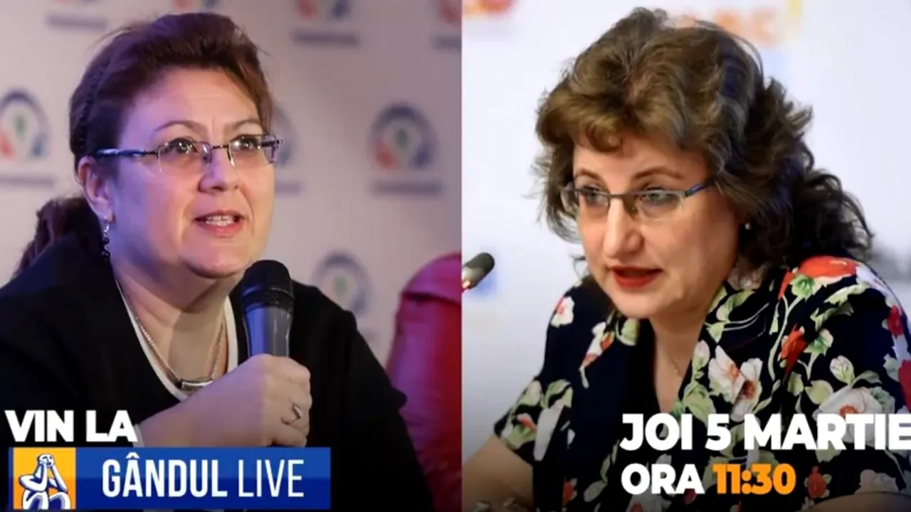 GÂNDUL LIVE | Dr. Sandra Alexiu şi Dr. Diana Loreta Păun, invitatele Emmei Zeicescu joi, 5 martie