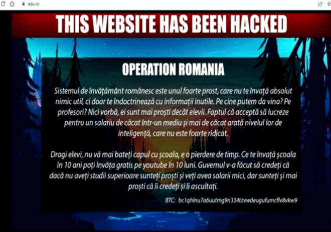 Site-ul Ministerului Educaţiei, atacat cibernetic / Hackerii au postat mesajul: ”Dragi elevi, nu vă mai bateţi capul cu şcoala, este o pierdere de timp”