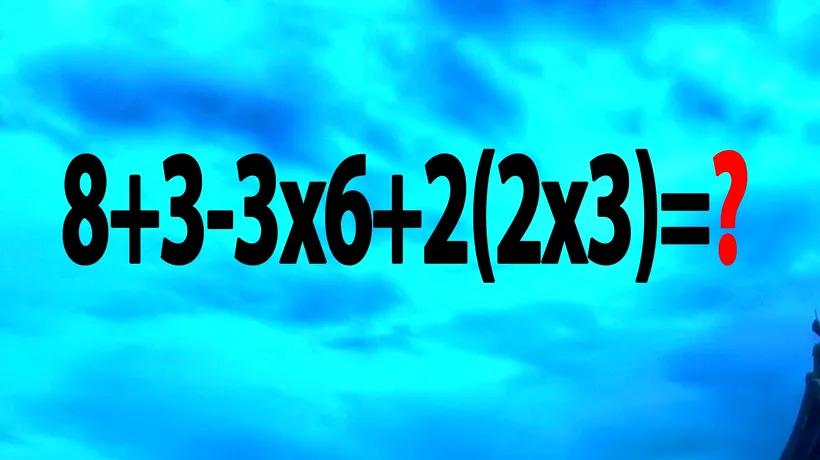 Test de matematică de clasele primare | 8+3-3x6+2(2x3)=?