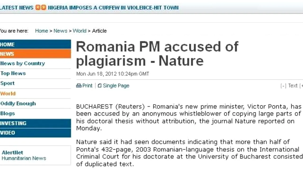 Scandalul plagiatului lui Ponta, în presa internațională