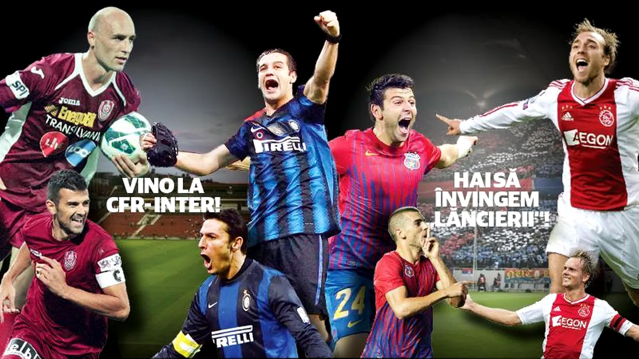 ProSport te trimite la Steaua - Ajax și CFR - Inter. Câștigă bilete la singurele meciuri care contează în această primăvară