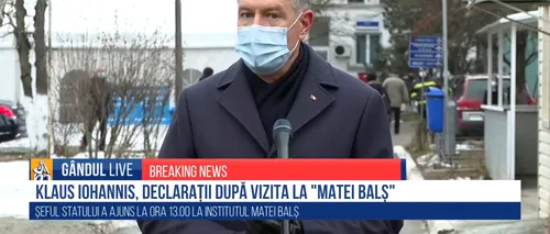 <i class='ep-highlight'>Klaus</i> <i class='ep-highlight'>Iohannis</i>, la Spitalul „Matei Balș”: „Este o zi foarte tristă / Cei vinovați vor fi sancționați / Sistemul trebuie reformat, aștept proiectul de la ministrul Sănătății” (VIDEO)
