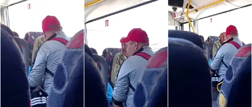 VIDEO ȘOCANT | Un bătrân este lovit cu brutalitate de un bărbat, într-un autobuz. Nimeni nu a intervenit!