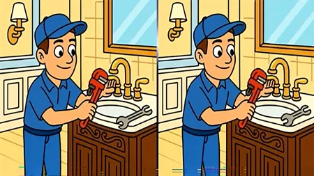 Test de perspicacitate | Acești doi instalatori par identici, dar nu sunt. Găsiți cele 3 diferențe!