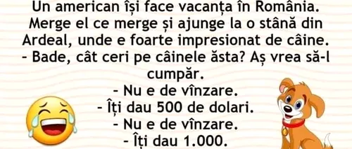 Bancul de joi | Un american își face vacanța în România