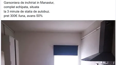 IMOBILIARE. Garsonieră din Cluj, închiriată la un preț incredibil. „Și mai sunt unii care zic că piața nu a luat-o razna”