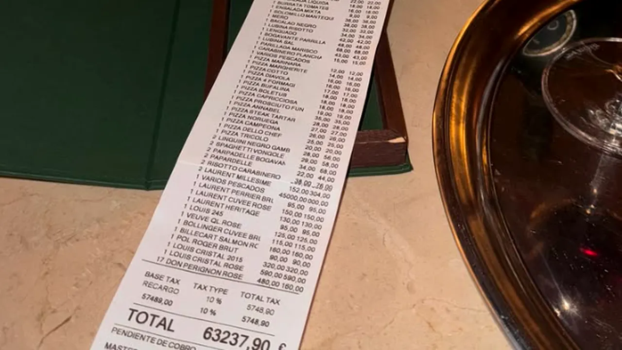 Notă de plată de peste 63.000 de euro la un restaurant de lux din Mallorca. Cine ar fi vedeta care ar fi achitat-o