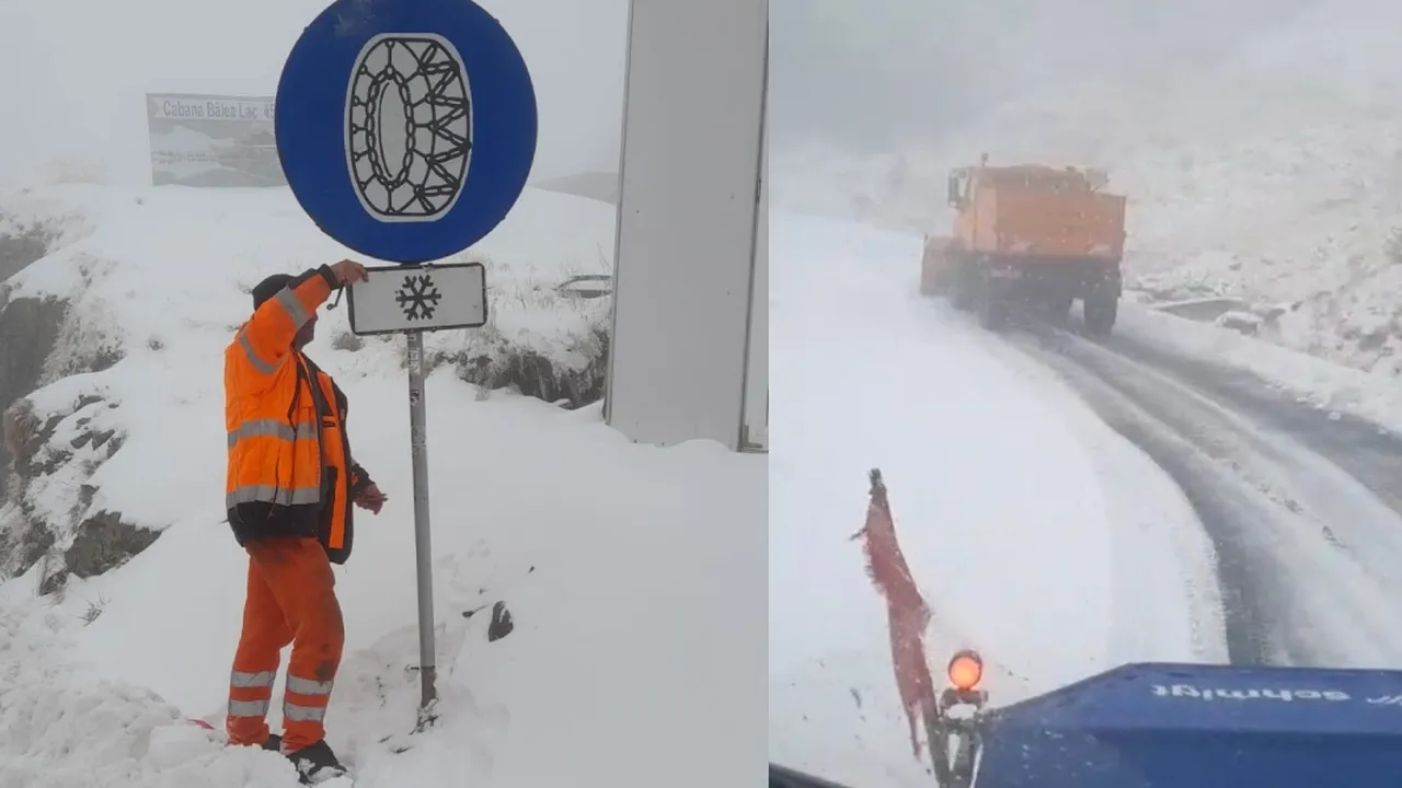Haos din cauza ninsorilor pe Transfăgărășan. Avertisment pentru șoferi: 