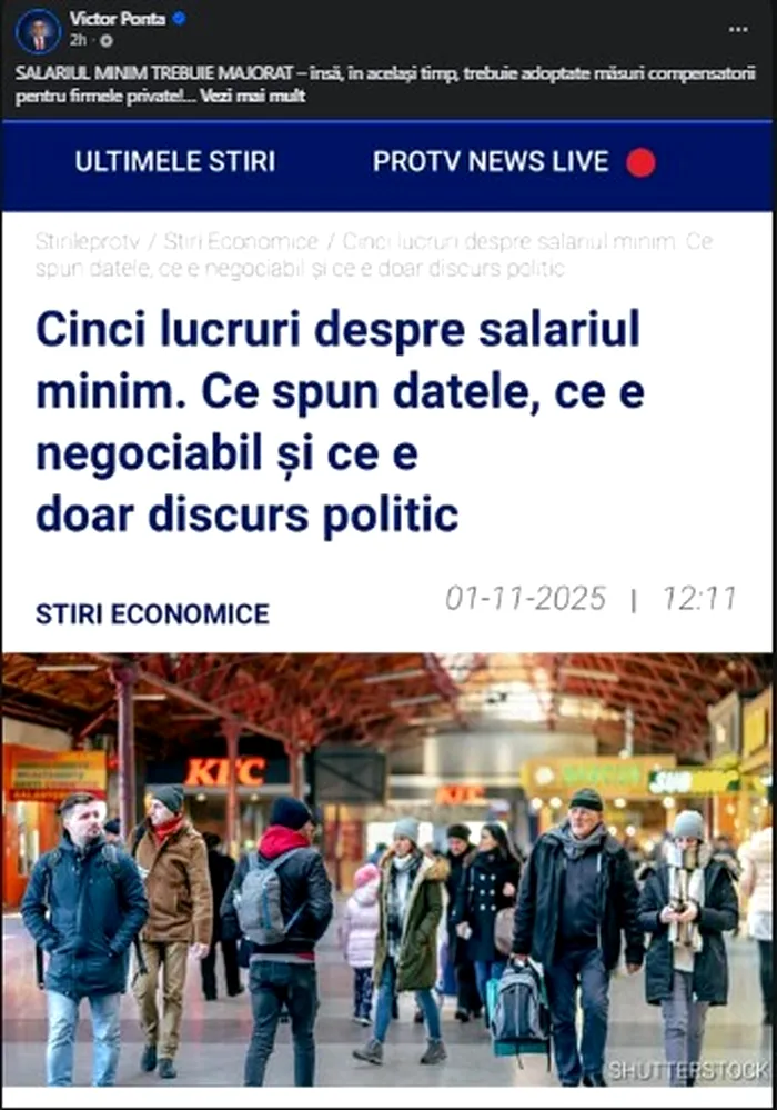 Victor Ponta a avut, pe pagina sa de facebook, reacție în scandalul salariului minim