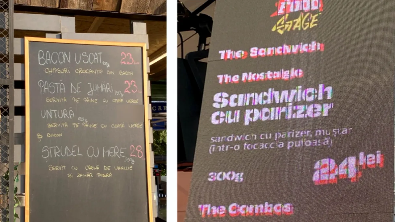 IREAL cât costă o felie de pâine cu untură și ceapă verde la Electric Castle. Un turist a fotografiat lista de prețuri
