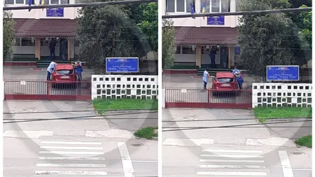 VIDEO. Femeile de serviciu de la o școală din Satu Mare spală de zor mașina directorului: „Nu le-am pus eu. Au măturat și au murdărit-o de praf”