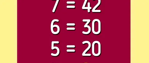 TEST de inteligență pentru genii | Dacă 7=42, 6=30 și 5=20, atunci 3=?