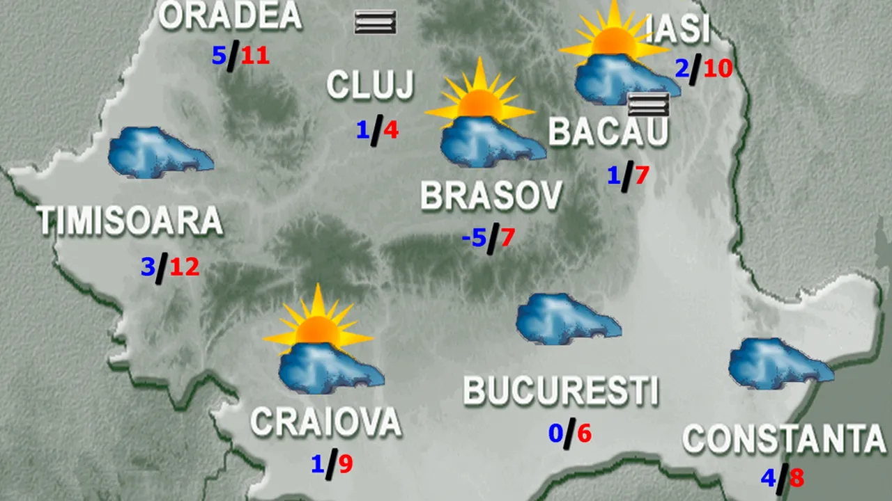 VREMEA. PROGNOZA METEO pentru marți și miercuri, în București și în țară. Cum va fi VREMEA pe 7 și 8 ianuarie