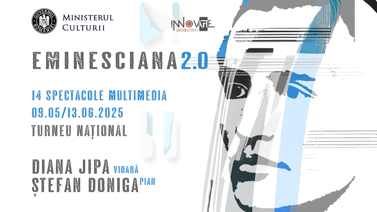 Turneu național EMINESCIANA 2.0. Violonista Diana Jipa și pianistul Ștefan Doniga, 14 spectacole multimedia realizate după un concept original
